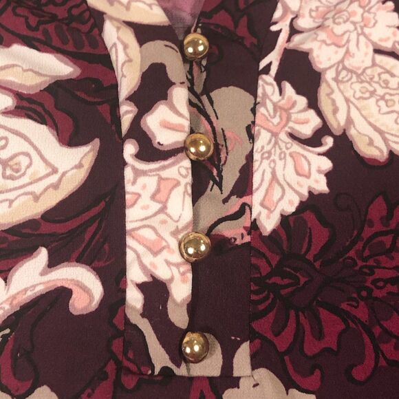 Fairy Grunge Floral AOP Top Blouse Women Burgundy 2XL Frayed Sleeves Boho Grunge - Picture 8 of 13